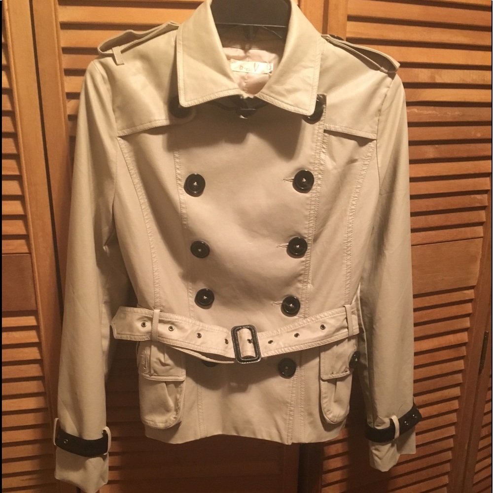 Dress V Beige Faux Leather Double Breasted Jacket